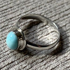 Blue Larimar Sterling Silver Ring - Size 6.5